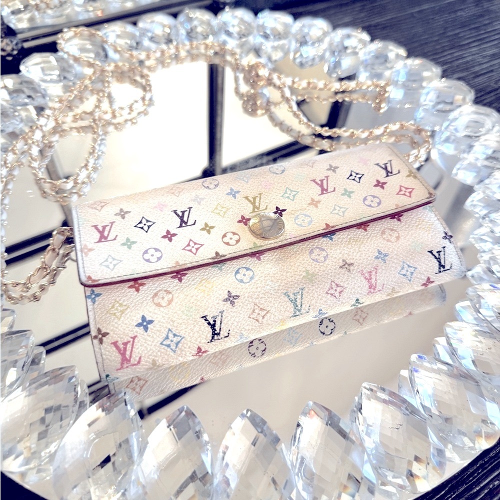 Authentic LOUIS VUITTON Long Wallet(BAG) Monogram Multicolor Sarah PINK Ladies!